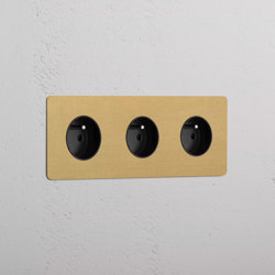 Triple 3x French Power Module Round | Sockets | Corston Architectural Detail