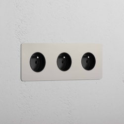 Triple 3x French Power Module Round | Sockets | Corston Architectural Detail