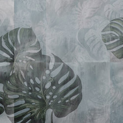 Monstera Tiles Blue | Carta parati / tappezzeria | k'moor