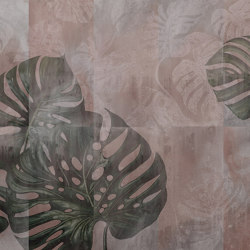 Monstera Tiles Cotto | Carta parati / tappezzeria | k'moor