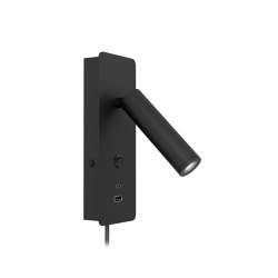 Gent USB-A+C Surface Wall Light, black | Smart phone / Tablet docking stations | Valaisin Grönlund