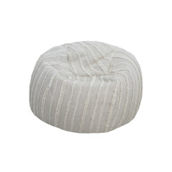 XL-Hocker | Pouf aus grauem Baumwollstoff mit Fransen | Seating | MX HOME