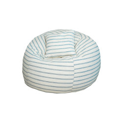 Pouf XL | Pouf déhoussable en lin rayé bleu | Poufs géants | MX HOME