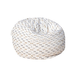 Pouf XL | Pouf déhoussable tissu blanc poils multi couleur | Poufs géants | MX HOME