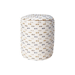 XL Beanbag | Stool with removable footrest cover, white fabric, multi-colored pile | Tabourets | MX HOME