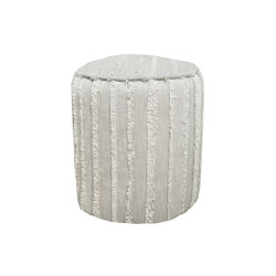 Pouf XL | Tabouret déhoussable repose pieds en coton gris a frange | Tabourets | MX HOME