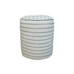 XL-Hocker | Hocker Fußstütze, gestreifter blauer Leinenstoff. | Hocker | MX HOME