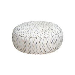 Pouf XL | Pouf XXL déhoussable rond en tissu blanc poils multi couleur | Poufs | MX HOME