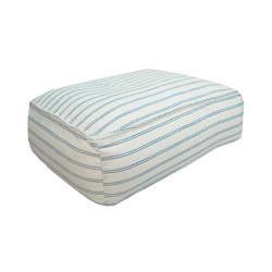 XL Beanbag | Floor cushion with removable cover M - Blue striped linen | Poufs / Polsterhocker | MX HOME