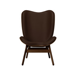 A Conversation Piece | tall chair, dark oak, hope leather, brown | Sessel | UMAGE