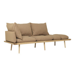 Lounge Around | 3-seater sofa, oak, sugar brown