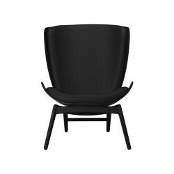 The Reader | wing chair, black oak hope leather, black | open base | UMAGE