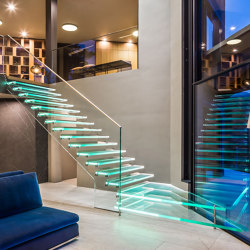 The radiant glass staircase in California