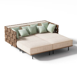 Piano | daybed garden furniture set, 4 pieces - with lounge & cuddly cushions | Lettini giardino | MBM