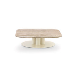 Goya Small Table 120x120 H. 34 cm - Square Version with Travertino romano Top | Tables d'appoint | ARFLEX