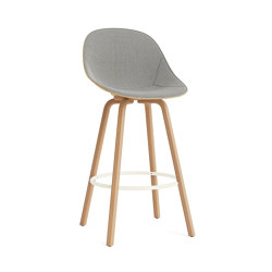 Mat Bar Chair 75 cm Front Upholstery Hemp Beech/Cream | Bar stools | Normann Copenhagen