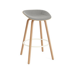 Mat Barstool 75 cm Front Upholstery Hemp Beech/Cream | Bar stools | Normann Copenhagen