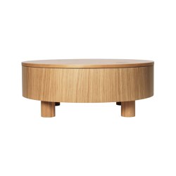 Olles Storage Table - Ø80 - Natural Oak Veneer | Coffee tables | ferm LIVING