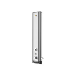 F5E-Therm shower panel made of stainless steel with diverter between overhead shower and hand shower | Shower controls | KWC Professional