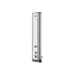 F5S-Therm shower panel made of stainless steel with diverter between overhead shower and hand shower