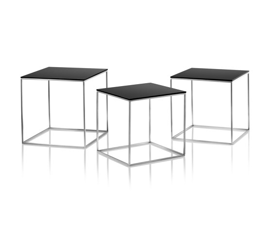 PK71™ | Side tables | Black acrylic | Satin brushed stainless steel base | Mesas auxiliares | Fritz Hansen