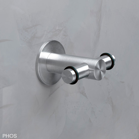 Doppel-Wandhaken, Länge 5 cm mit Viton® O-Ringen | Handtuchhalter | PHOS Design