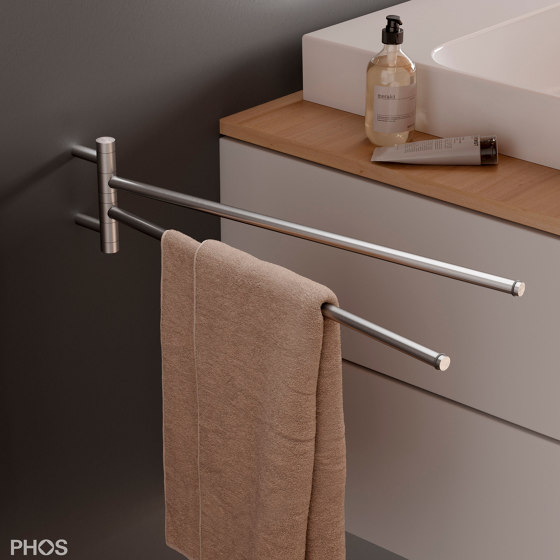 Porte-serviettes double pivotant pour deux serviettes | Porte-serviettes | PHOS Design