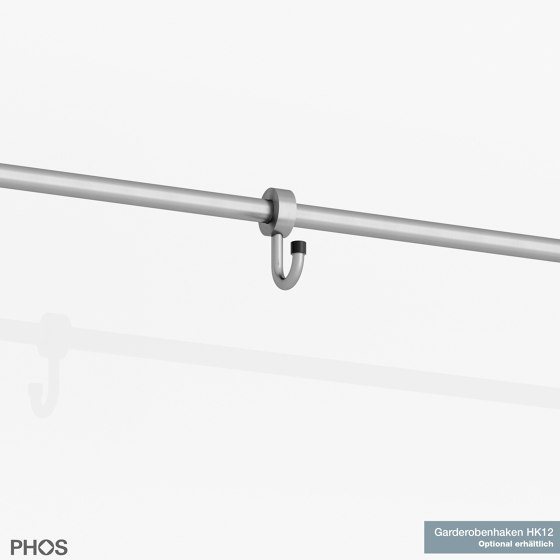 Haken feststellbar für Ø12 mm Garderobenstangen | Einzelhaken | PHOS Design