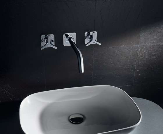 AXOR Citterio M 3-Hole Basin Mixer for concealed installation with star handles, escutcheons and spout 226mm DN15, wall mounting | Wash basin taps | AXOR