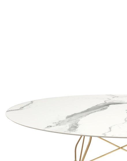 GLOSSY marble oval BIANCO STRUCTURE: GOLD CHROME STEEL | Dining tables | Kartell