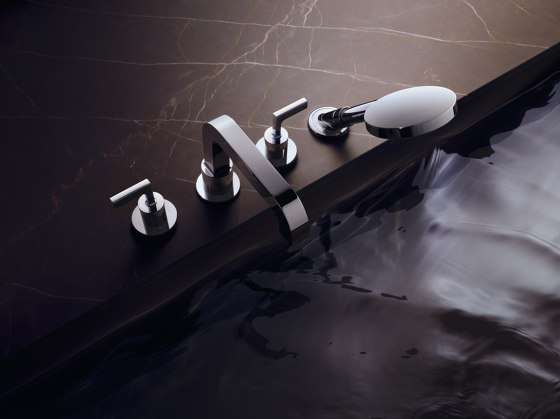 AXOR Citterio Set de finition mélangeur 4 trous pour montage sur bord de baignoire avec poignées manettes et rosaces | Robinetterie pour baignoire | AXOR