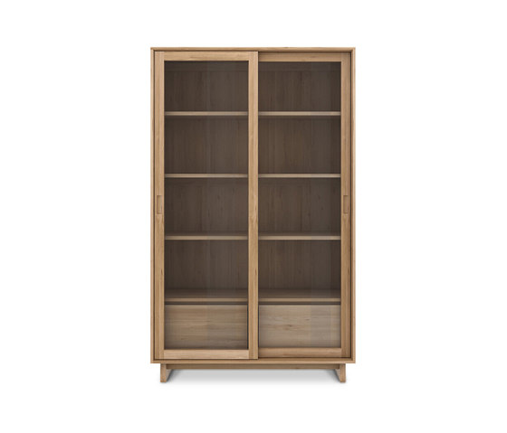 Wave | Oak storage cupboard - 2 sliding doors - 2 inside drawers | Armadi | Ethnicraft