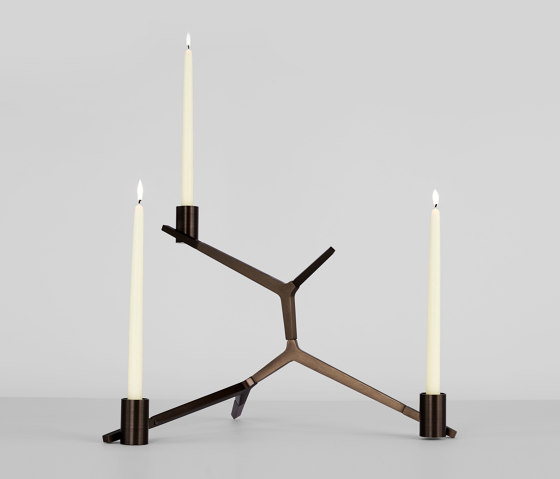 Agnes Candelabra Table - 3 Candles (Bronze) | Bougeoirs | Roll & Hill