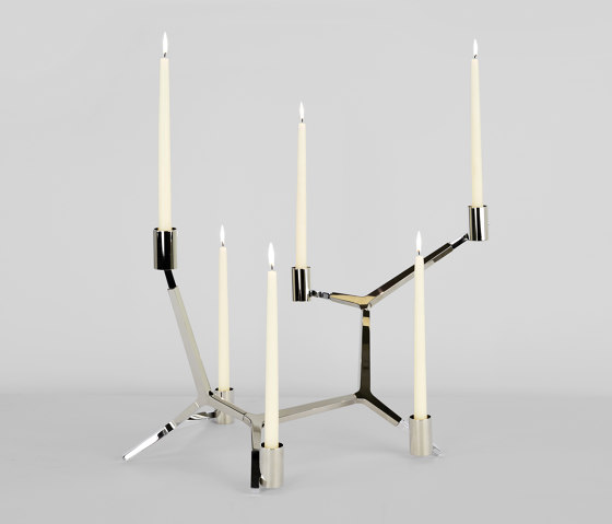 Agnes Candelabra Table - 6 Candles (Polished nickel) | Candlesticks / Candleholder | Roll & Hill