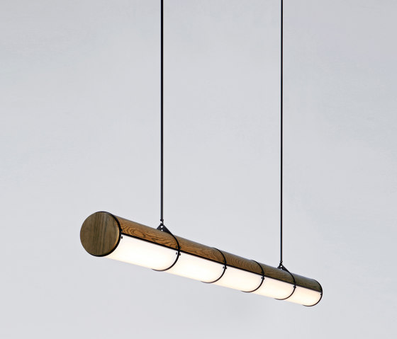 Woody Endless Straight - 5 Units (Black/Stained Oak) | Suspended lights | Roll & Hill
