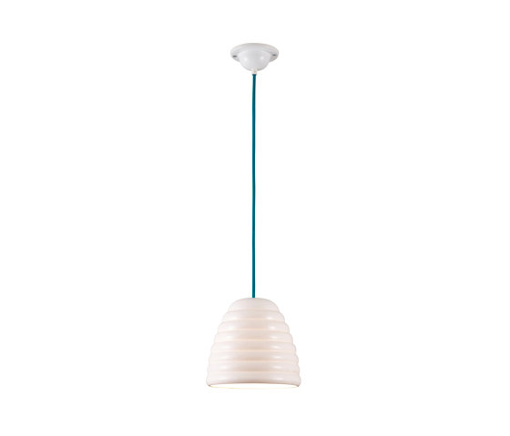 Hector Bibendum Size 2 Pendant, White with Turquoise Cable | Suspended lights | Original BTC