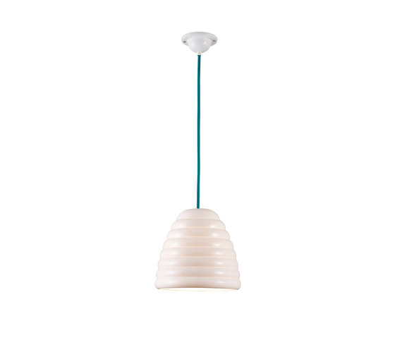 Hector Bibendum Size 3 Pendant, White with Turquoise Cable | Suspended lights | Original BTC