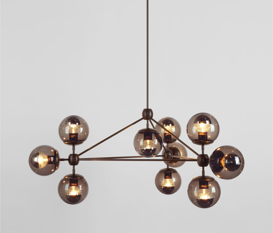 Modo Chandelier - 3 Sided, 10 Globes (Bronze/Smoke) | Suspended lights | Roll & Hill