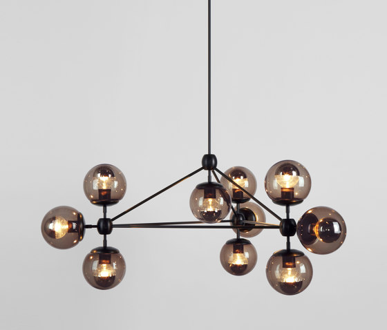 Modo Chandelier - 3 Sided, 10 Globes (Black/Smoke) | Suspended lights | Roll & Hill