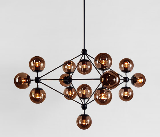 Modo Chandelier - 4 Sided, 15 Globes (Black/Smoke) | Suspended lights | Roll & Hill
