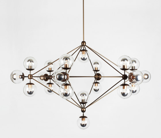 Modo Chandelier - 6 Sided, 21 Globes (Bronze/Clear) | Suspensions | Roll & Hill