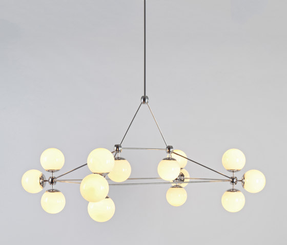 Modo Chandelier - Rectangle, 14 Globes (Polished nickel/Cream) | Suspensions | Roll & Hill
