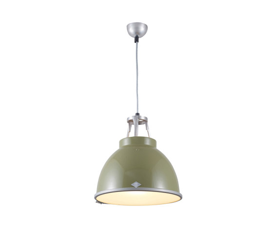Titan Size 1 Pendant Light, Olive Green with Etched Glass | Lámparas de suspensión | Original BTC