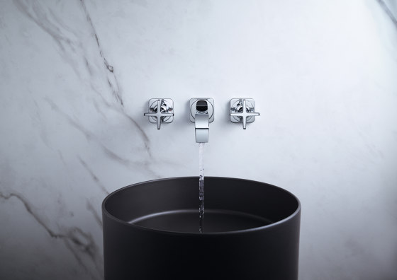 AXOR Citterio E 3-hole basin mixer for concealed installation with escutcheons wall-mounted | Wash basin taps | AXOR