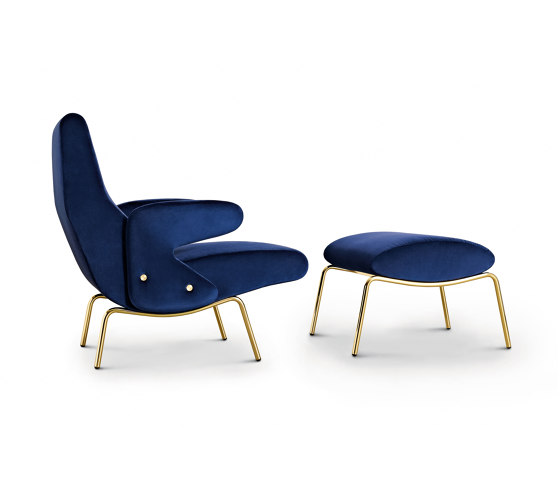 Delfino Armchair and Pouf - Version with galvanic gold lacquered base | Armchairs | ARFLEX