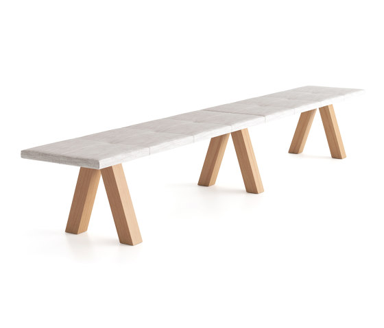 Trestle bench - double & padded upholstery | Panche | viccarbe