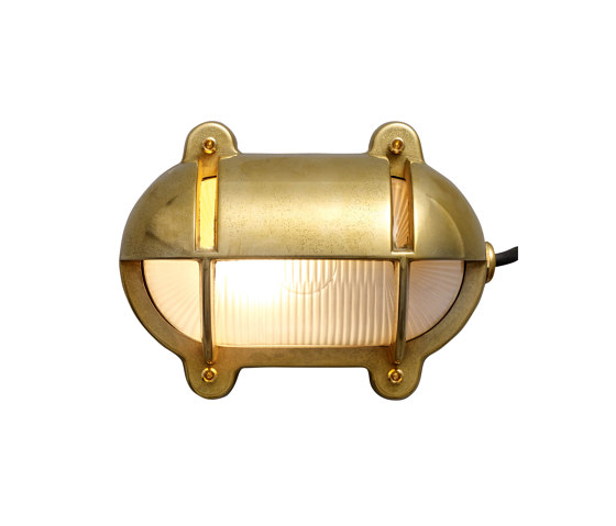 7434 Oval Brass Bulkhead With Eyelid Shield, Large, Natural Brass | Wall lights | Original BTC