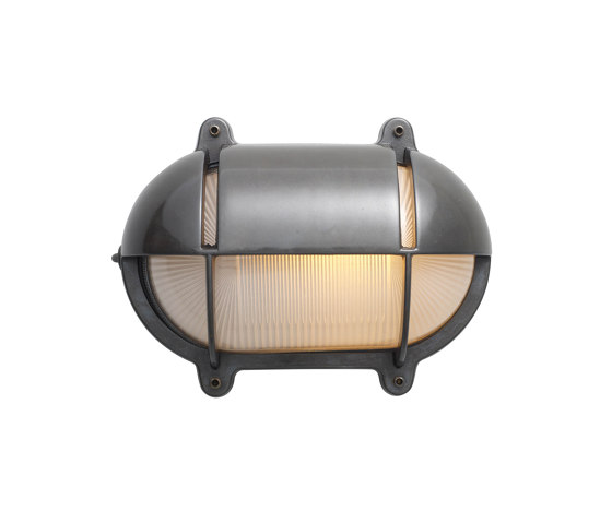 Oval Brass Bulkhead With Eyelid Shield, Large, Weather Brass | Wall lights | Original BTC