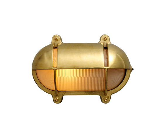 7435 Oval Brass Bulkhead With Eyelid Shield, Medium, Natural Brass | Appliques murales | Original BTC