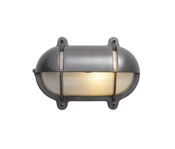 7435 Oval Brass Bulkhead With Eyelid Shield, Medium, Weathered Brass | Wall lights | Original BTC